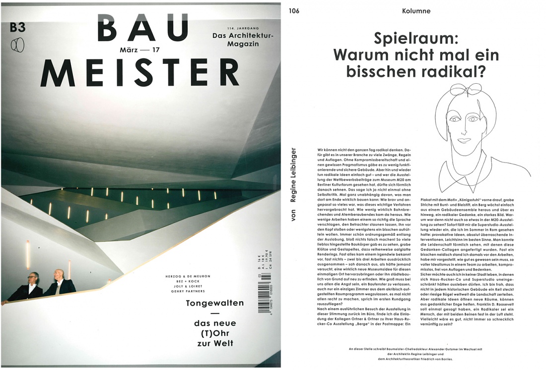 Baumeister column "Spielraum" by Regine Leibinger in Baumeister B3 2017